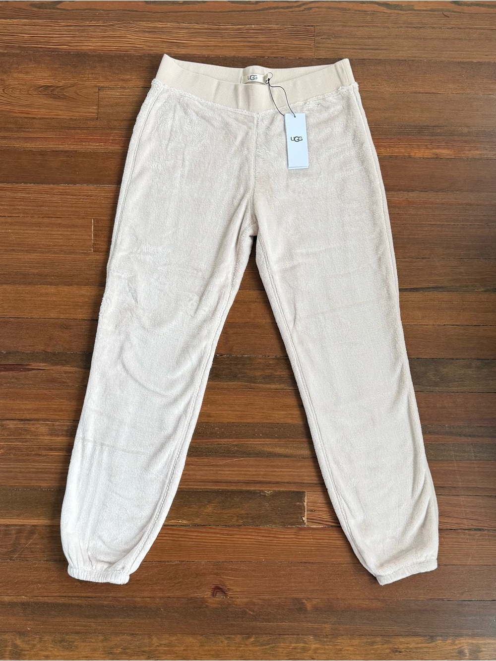 UGG Sadie Fleece Jogger Pants NWT Size S Moon Ivory Lounge